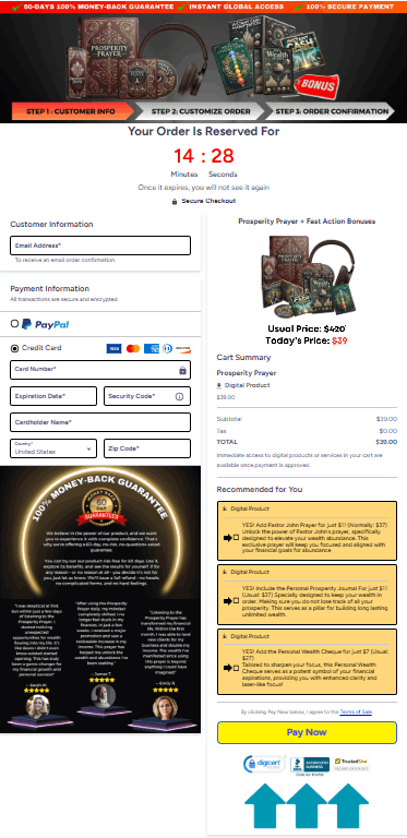 Prosperity Prayer Checkout Page